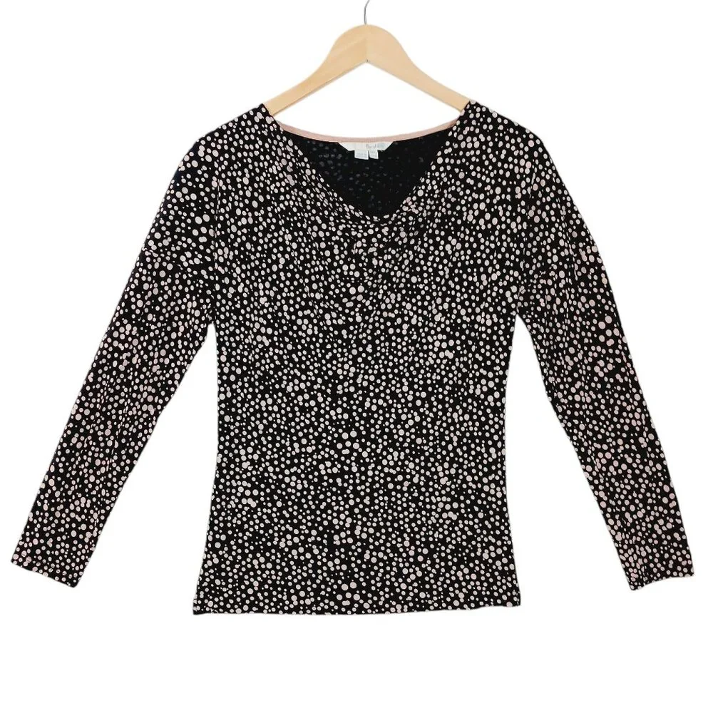 Boden, Women's Top, Size 8, Black with Soft Pink Dots, Lyocell and Wool Blend - Picture 1 of 16